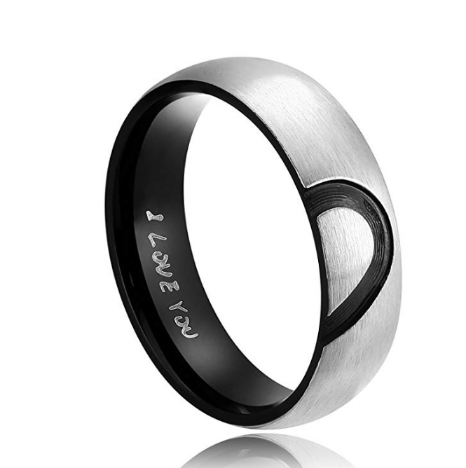 1pc His &amp; Hers Love Heart Promise Ring Stainless Steel Couples Wedding Engagement Bands Top Ring