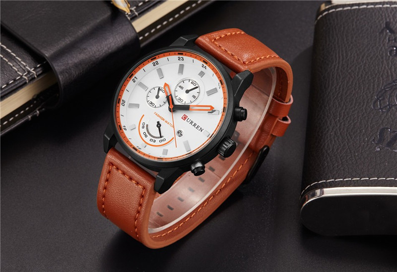 CURREN Fashion Men Sports Date Analog Quartz Leather Watches Stainless Steel Wrist Watch