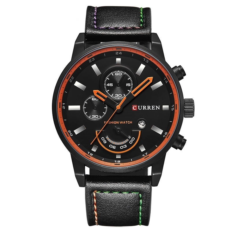 CURREN Fashion Men Sports Date Analog Quartz Leather Watches Stainless Steel Wrist Watch