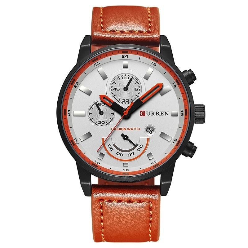 CURREN Fashion Men Sports Date Analog Quartz Leather Watches Stainless Steel Wrist Watch
