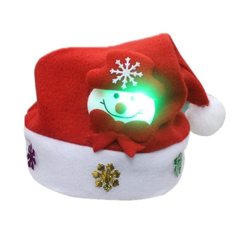Lovely Snowman ElK Christmas Hat LED Caps For Children New Year Xmas Kids Gift Home Decorations