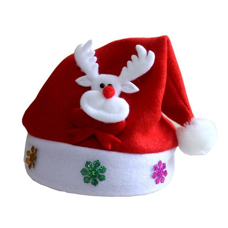 Lovely Snowman ElK Christmas Hat LED Caps For Children New Year Xmas Kids Gift Home Decorations