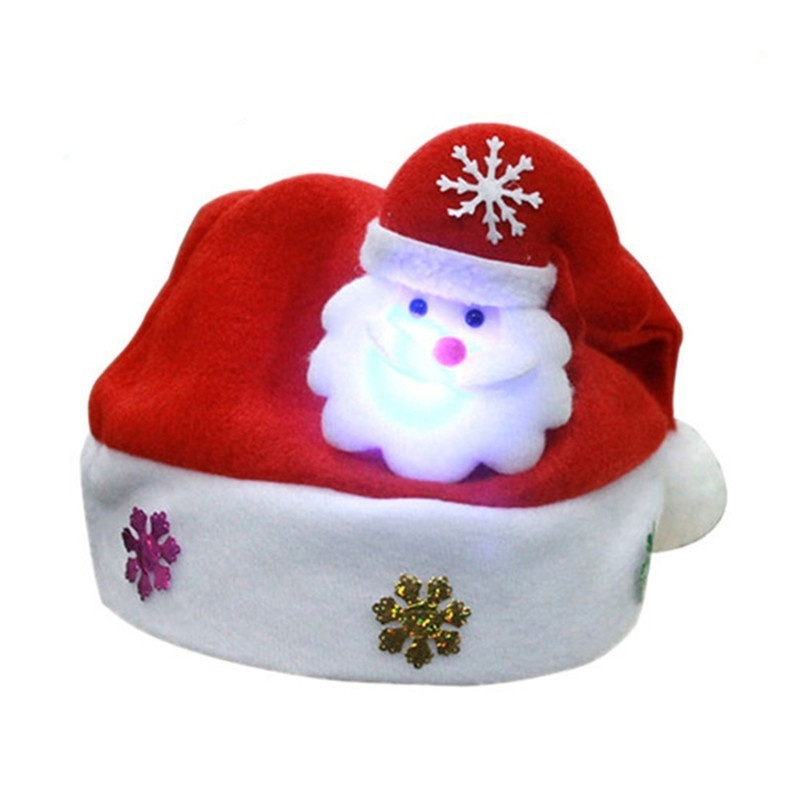 Lovely Snowman ElK Christmas Hat LED Caps For Children New Year Xmas Kids Gift Home Decorations