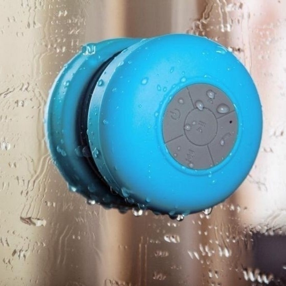 Black Waterproof Bluetooth Wireless Handsfree Mic Stereo Speakers with Suction Cup Shower Speaker