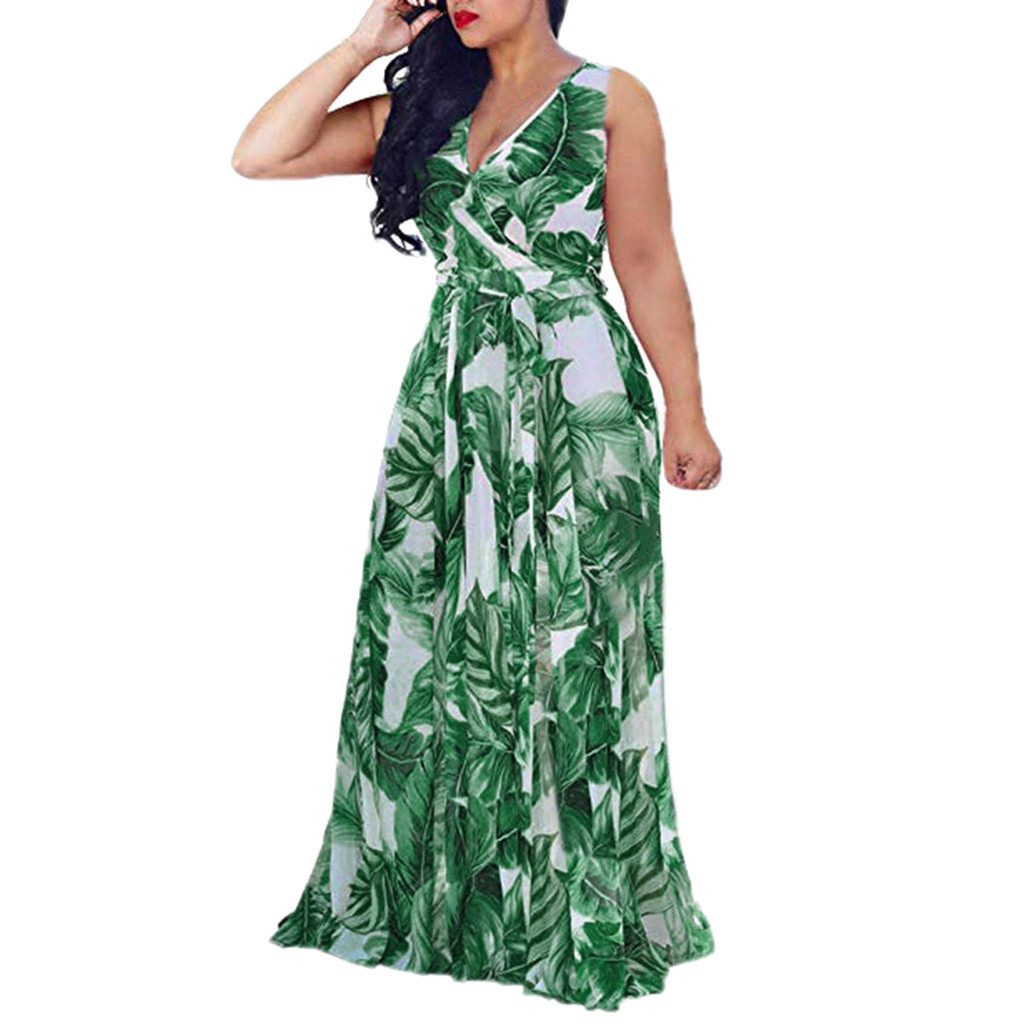 Summer Dress Women Clothing Evening Party Maxi Dress Plus Size V-neck Abbigliamento Sling dress