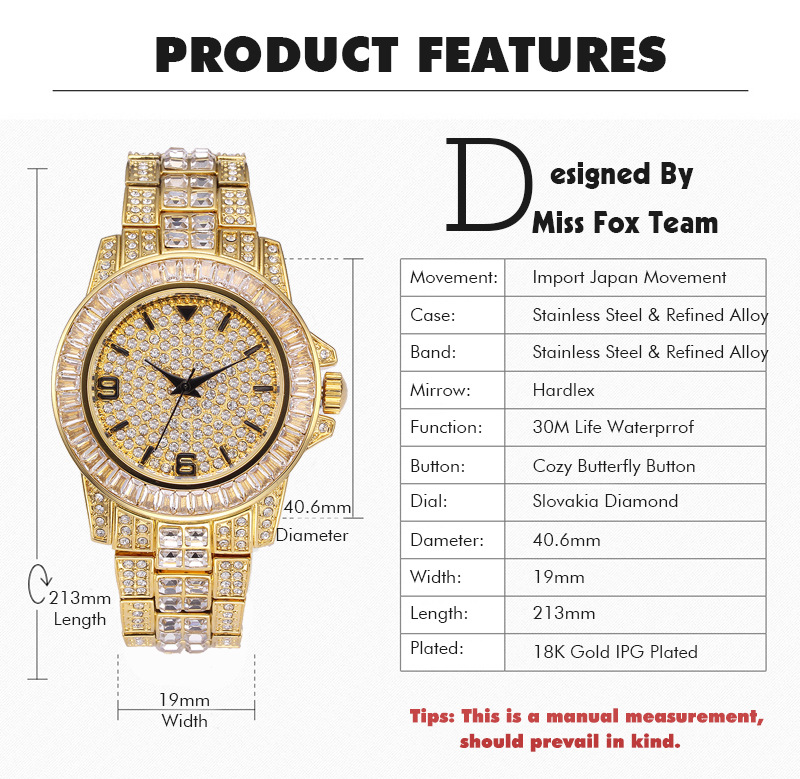 Diamond Luxury Brand Watches Men's Fashion Accessories Mens Stainless Steel Wristwatch Watches