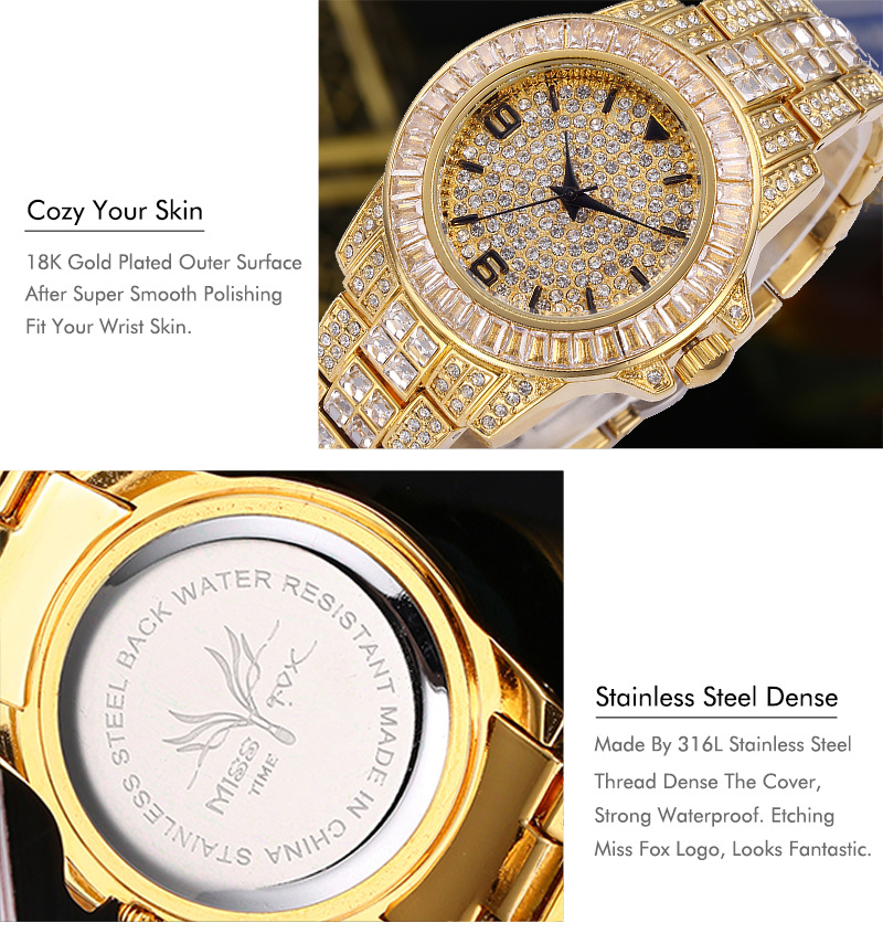 Diamond Luxury Brand Watches Men's Fashion Accessories Mens Stainless Steel Wristwatch Watches