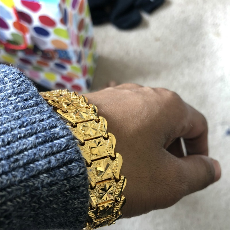 Men's Bracelet 24K Gold Plated Chain Bracelet Classic Bangle Men's Tank Bracelet Fashion Jewelry