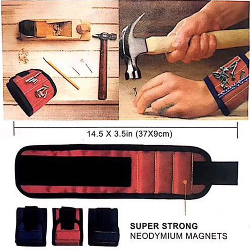 Magnetic Wristband Portable Tool Bag Electrician Wrist Tool Belt Screws Nails Drill Bits Holder