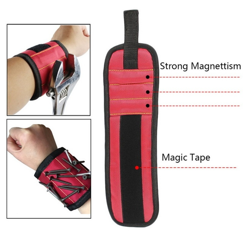 Magnetic Wristband Portable Tool Bag Electrician Wrist Tool Belt Screws Nails Drill Bits Holder