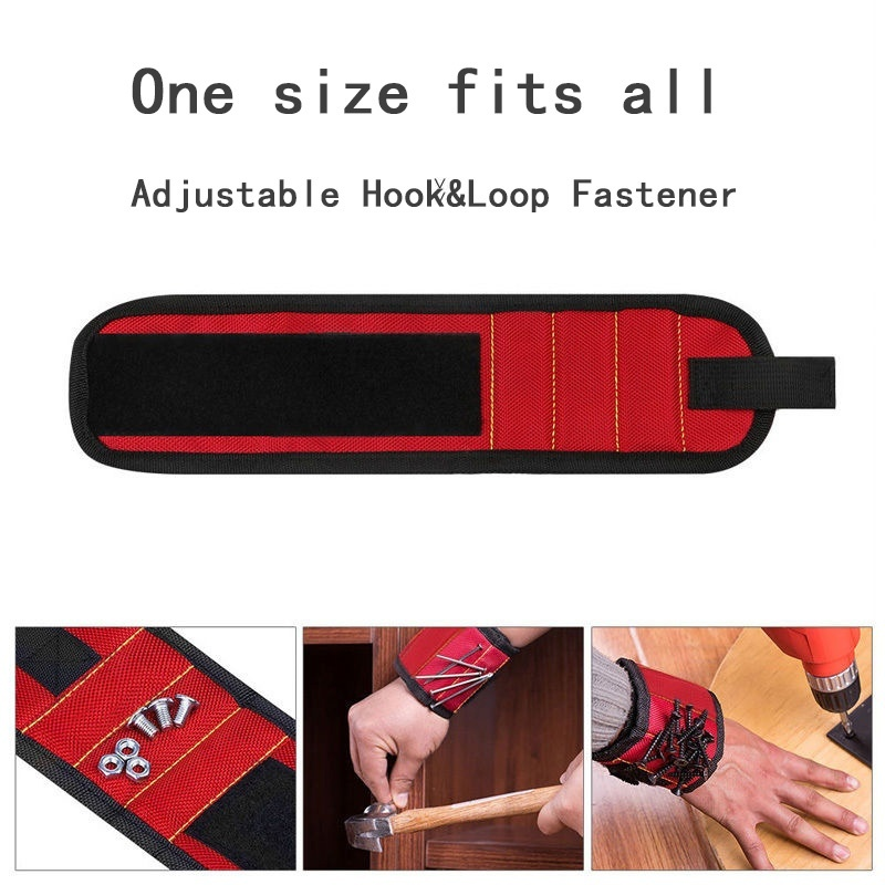 Magnetic Wristband Portable Tool Bag Electrician Wrist Tool Belt Screws Nails Drill Bits Holder