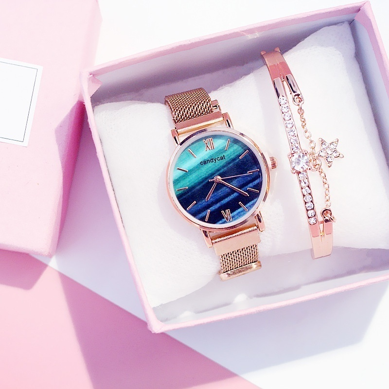 Luxury Women Watches Bracelet Set Ladies Bracelet Watch Casual Leather Quartz Wristwatch Clock