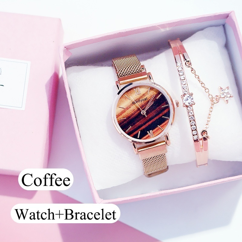 Luxury Women Watches Bracelet Set Ladies Bracelet Watch Casual Leather Quartz Wristwatch Clock