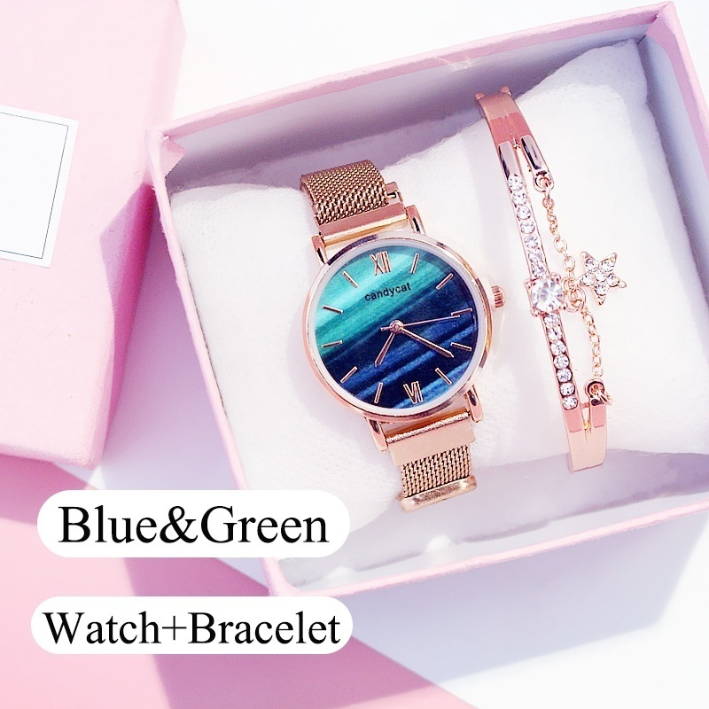 Luxury Women Watches Bracelet Set Ladies Bracelet Watch Casual Leather Quartz Wristwatch Clock