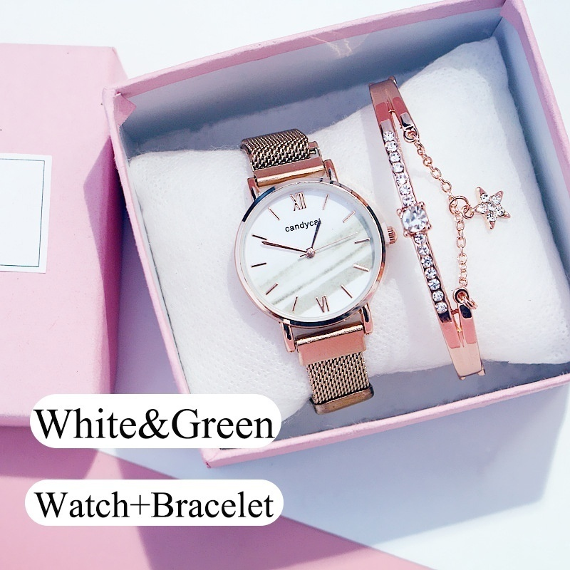 Luxury Women Watches Bracelet Set Ladies Bracelet Watch Casual Leather Quartz Wristwatch Clock