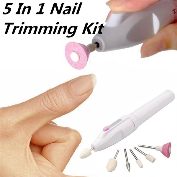 5 In 1 Combination Nail Trimming Kit Electric Salon Shaper Manicure Pedicure Polish Tool