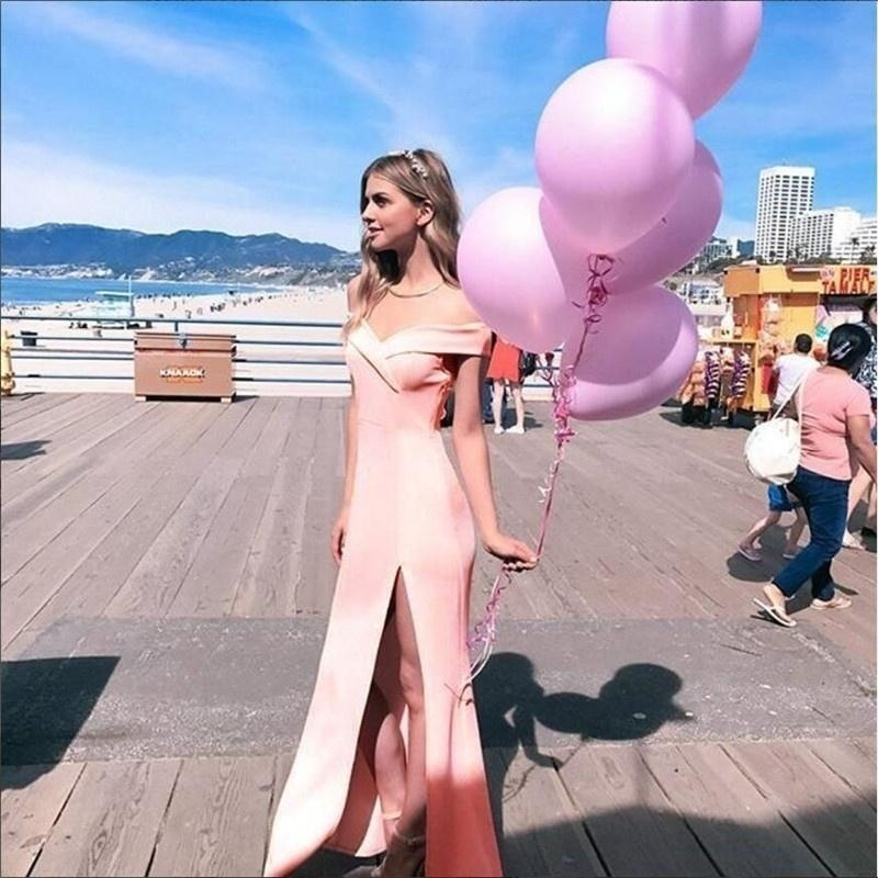Women Sexy High Split Strapless Off Shoulder Dress Short Sleeve Slash Neck Maxi Dresses