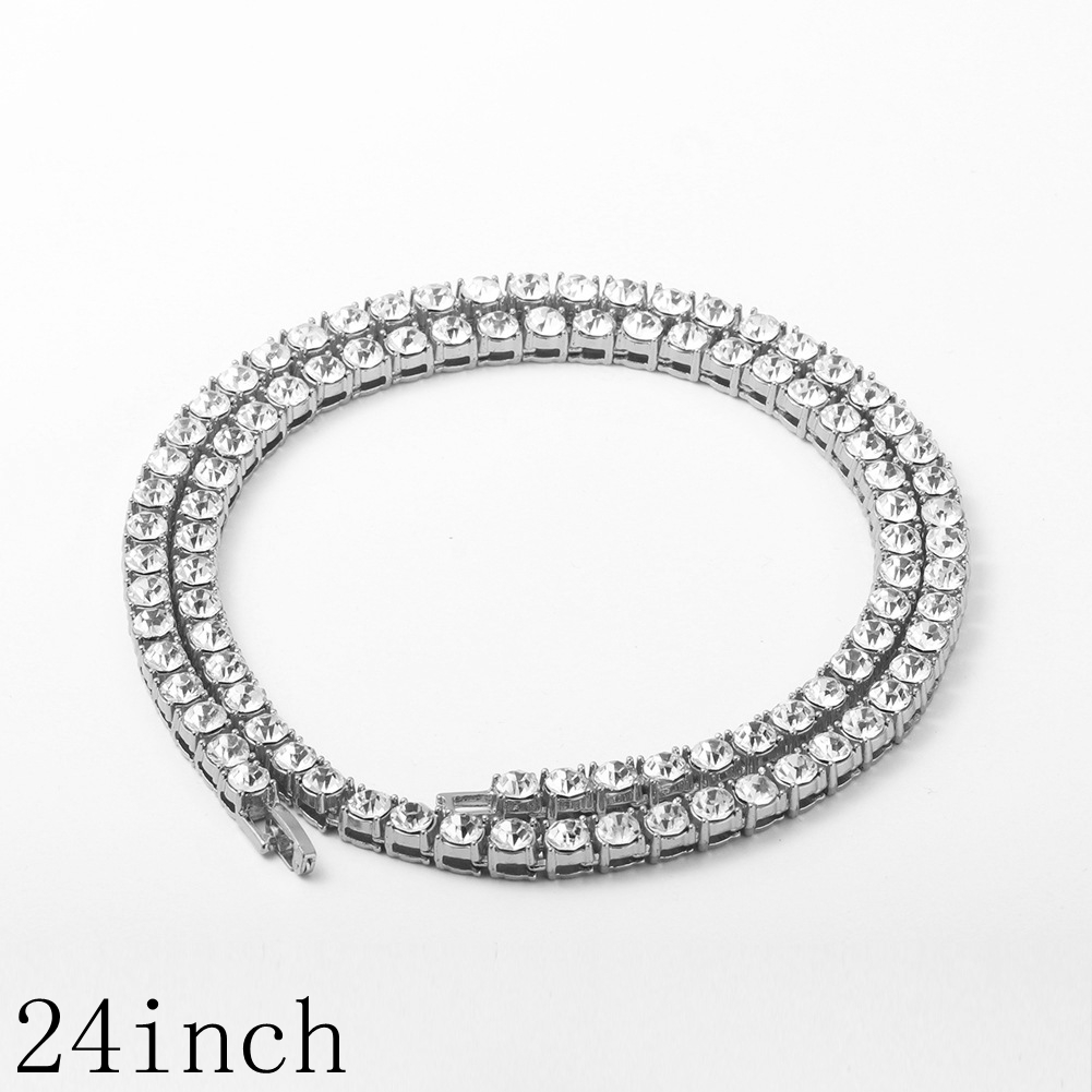 2pcs/set Hip Hop Full Rhinestones Iced Out Miami Curb Cuban Chain Necklace