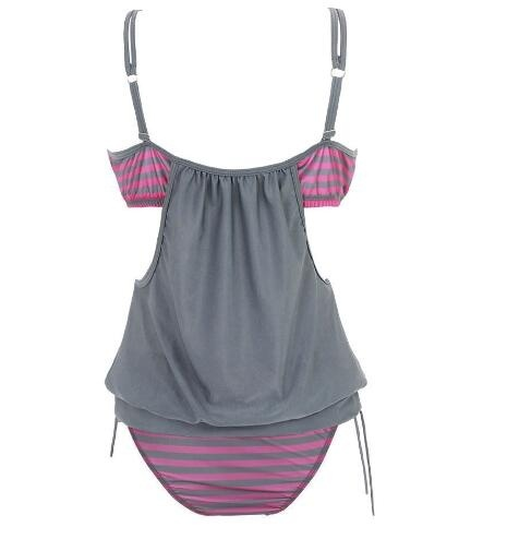 Women's stripes Lined up double up tankini top swimwear