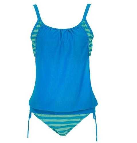 Women's stripes Lined up double up tankini top swimwear