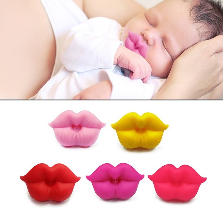 Food Grade Silicone Baby Pacifier Lip Mouth Shape Infant Toddler Baby Soother