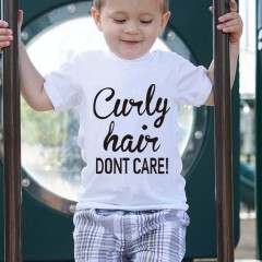 Baby Boys Girls T-shirt Solid Curly Hair Don't Care Printed Short Sleeve Tops