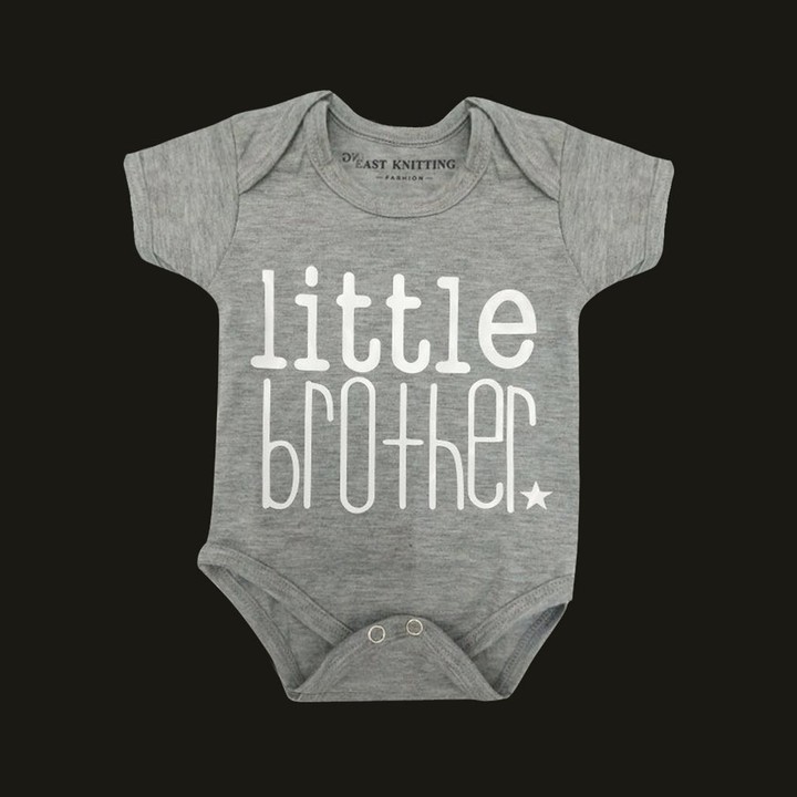 Cotton Baby Boys Girls Short Sleeve Romper Little Brother Printed Bodysuit