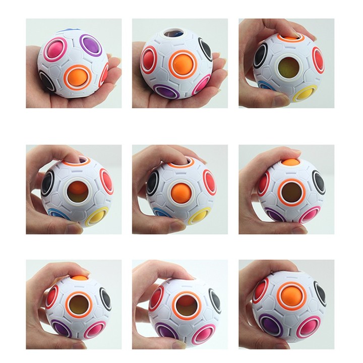 Unique Kid Spherical Rainbow Ball Football Magic Toy Colorful Block Toy