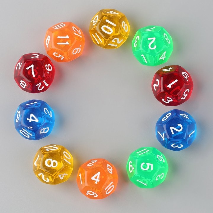 10pcs/Set Multicolor Transparent 12-Sided Role Playing Game Dices D12 New