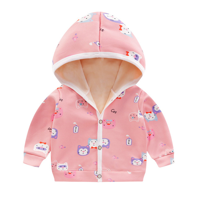 Children new autumn and winter girls' Plush coat infant hooded cardigan