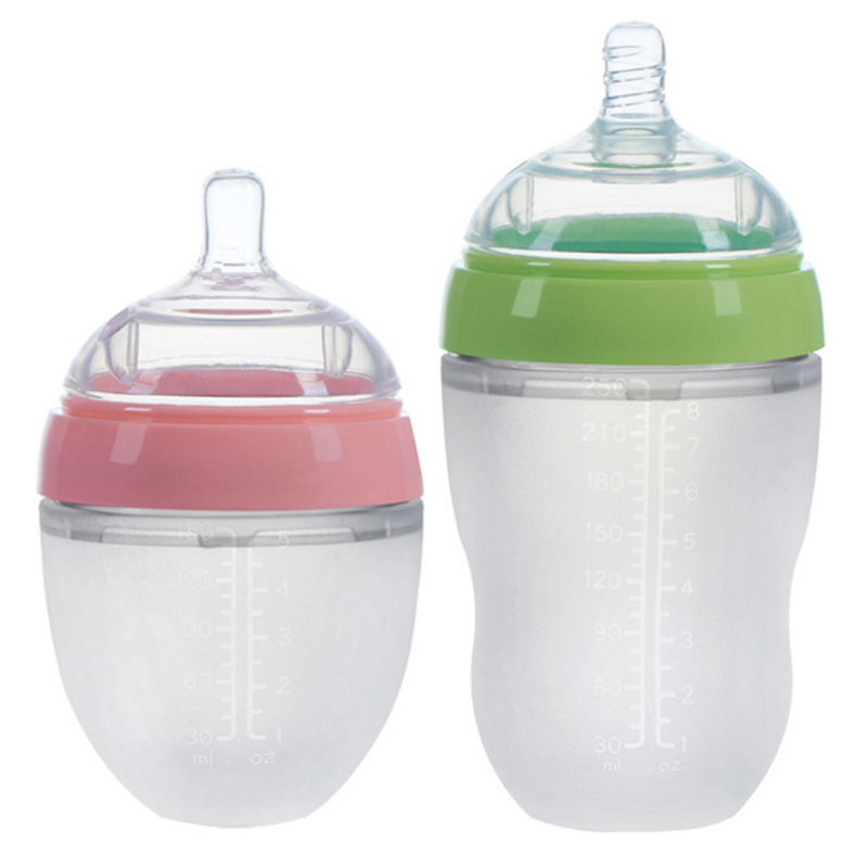 Baby Bottle Newborn Wide Caliber Anti-flatulence Silicone milk with Handle Baby Supplies Kids