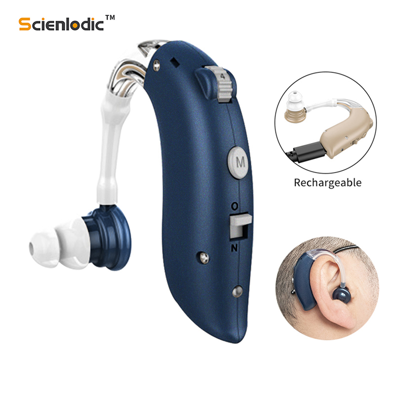 1PCS Mini Rechargeable Hearing Aid Digital BTE Hearing Aids Adjustable Tone Sound Amplifier Portable