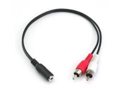 3.5mm Stereo Female To 2 Male RCA Jack Adapter Aux Audio Y Cable Splitter 25CM