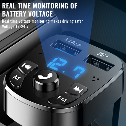 Bluetooth Version 5.0 FM Transmitter Car Player Kit Card Car Charger Quick With QC3.0 Dual USB
