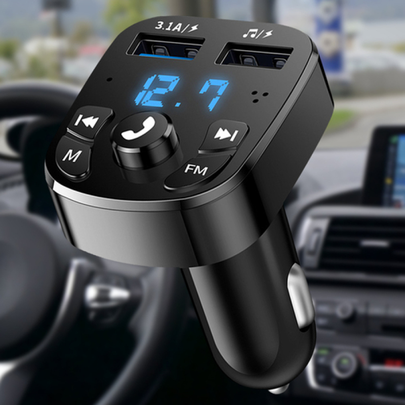 Bluetooth Version 5.0 FM Transmitter Car Player Kit Card Car Charger Quick With QC3.0 Dual USB
