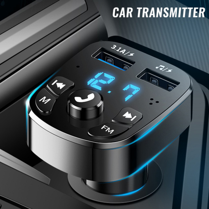 Bluetooth Version 5.0 FM Transmitter Car Player Kit Card Car Charger Quick With QC3.0 Dual USB