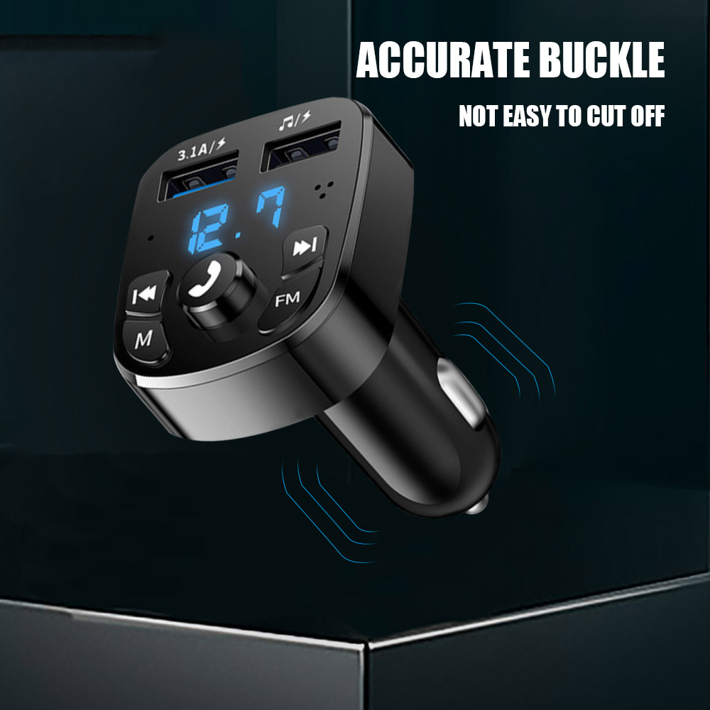 Bluetooth Version 5.0 FM Transmitter Car Player Kit Card Car Charger Quick With QC3.0 Dual USB