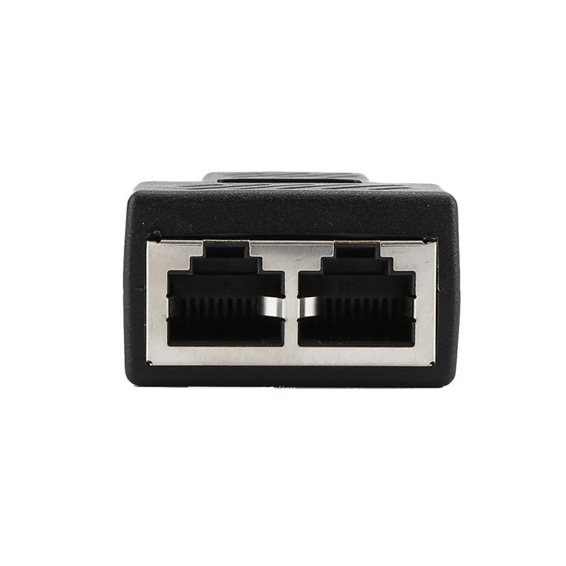 1pc Black Ethernet Adapter Lan Cable Extender Splitter For Internet Connection Cat5 RJ45 Splitter