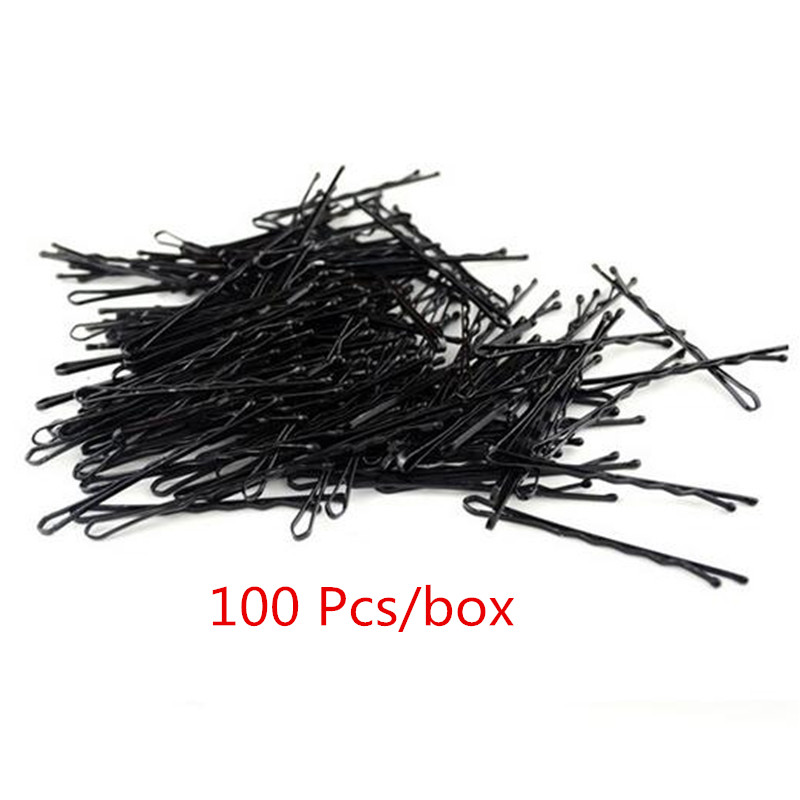 100 Pcs/lot Small Clip Hair Clip Hairpin Korean Version of Latest Black Wire Word Folder One