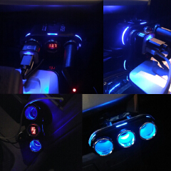 Dual USB Port 3 Way Auto Car Cigarette Lighter Socket Splitter Charger Plug Adapter DC 5V 1A+2.1A