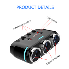 Dual USB Port 3 Way Auto Car Cigarette Lighter Socket Splitter Charger Plug Adapter DC 5V 1A+2.1A