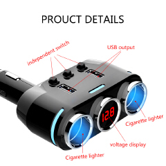Dual USB Port 3 Way Auto Car Cigarette Lighter Socket Splitter Charger Plug Adapter DC 5V 1A+2.1A
