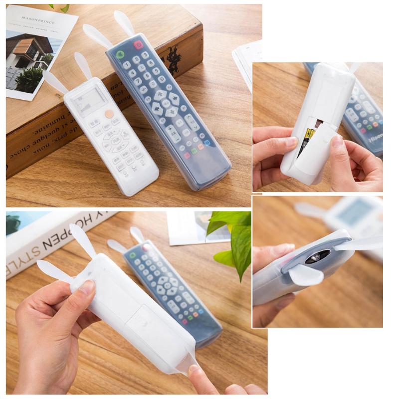 Rabbit Shaped Fluorescent TV Remote Control Silicone Protective Case Cover Anti-dust Storage Bag 1PC