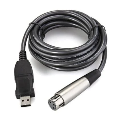 USB Male to XLR Female Microphone 3m Cable Mic Studio Audio Link Cable for PC Laptop Computer