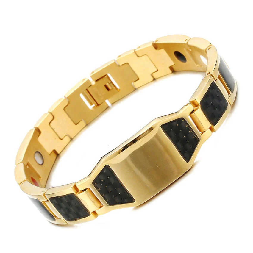 Black Magnetic Energy Therapy Healing Bracelet Free Mason Carbon Fiber Stainless Steel Body Health Care Bracelet