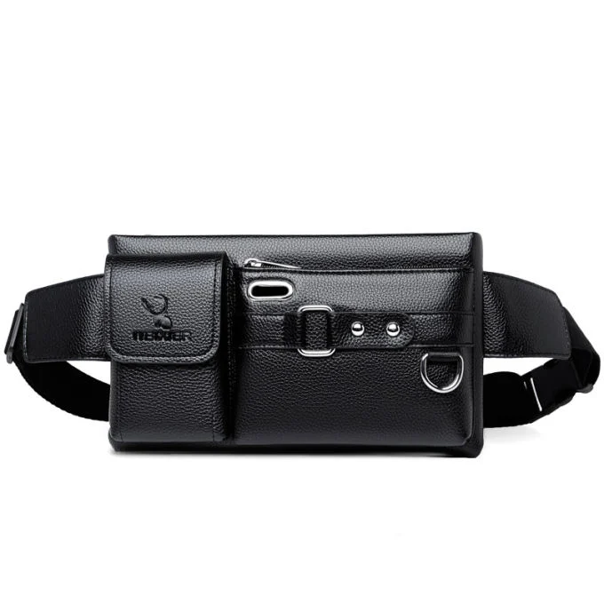 Men's bag new men's sports waist bag multifunctional outdoor travel Pu messenger bag cycling waist bag men