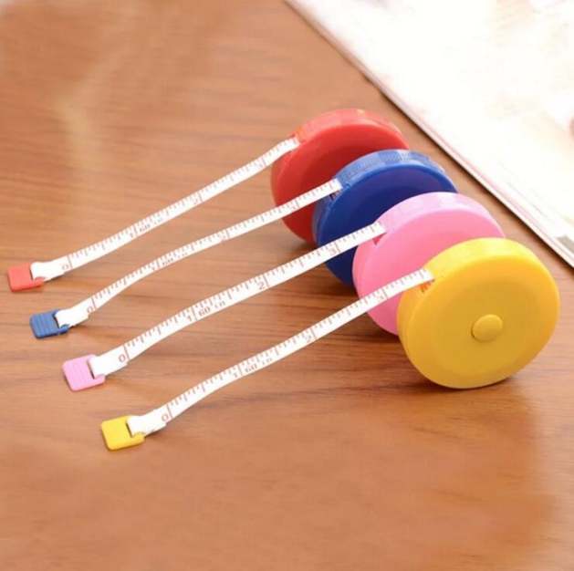 2PCS New portable 1.5m retractable ruler centimeter/inch tape measure mini ruler Colorful cute design Great for travel camping
