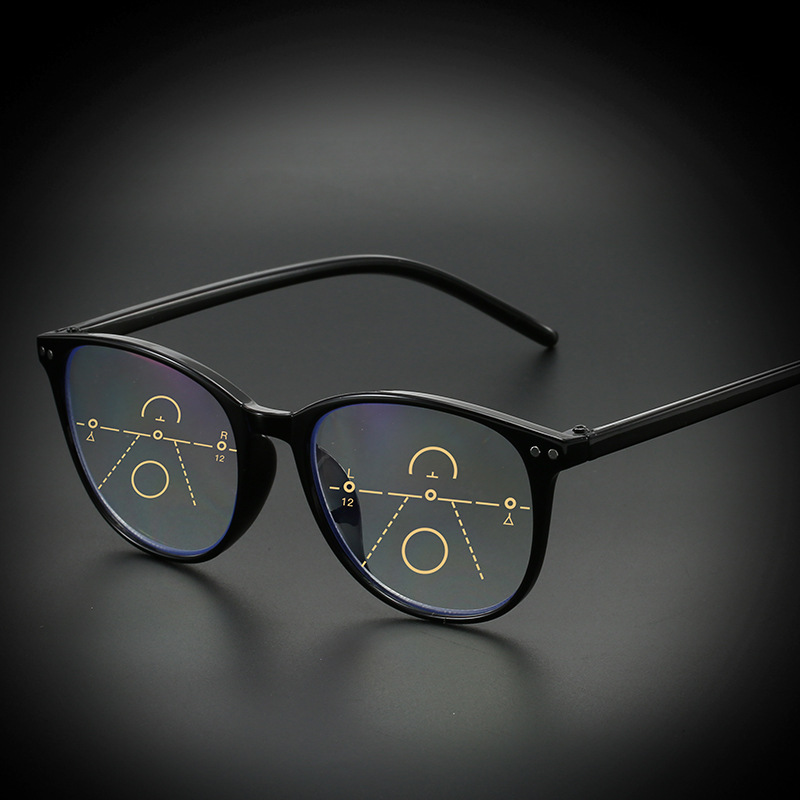 New retro anti-blue light progressive multi-focus elderly reading glasses women's large frame rice nail zoom glasses