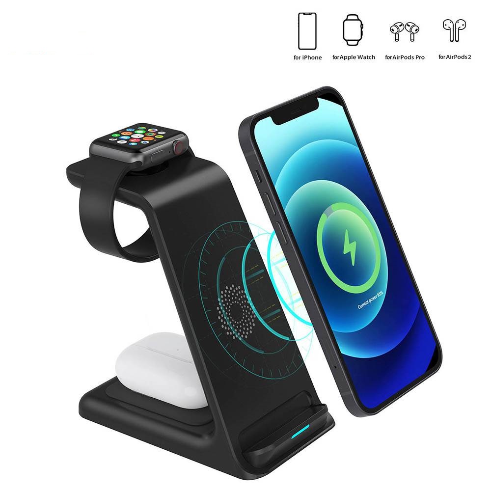 3 IN 1 Qi Wireless Charger Stand For Apple Watch 7 SE 6 5 AirPods 3 Pro For iPhone 14 13 12 11 XS XR X 8 Fast Charging Dock
