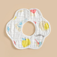 2pcs children's baby petal bib eight-layer bib cotton printed saliva towel